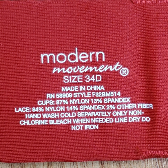 NWT Modern Movement lace wing push up underwire bra savvy red romantic classic - Picture 9 of 9